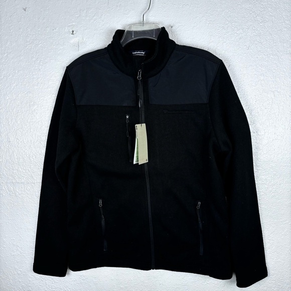 Landway Capitan Sweater-Knit Fleece Jacket Nylon Trim Black NWT Small Chest Logo - Picture 2 of 10
